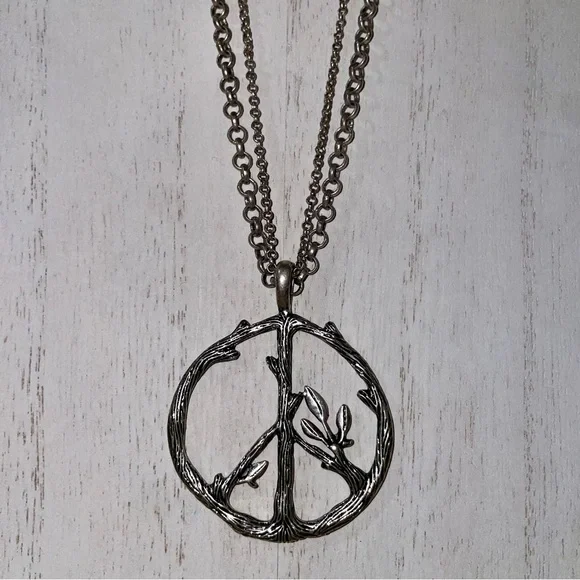 Lucky Brand Silver Peace Pendant Necklace - Picture 2 of 5